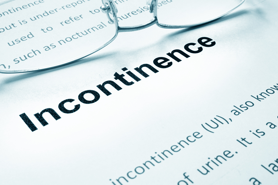 Incontinence sign on a paper and glasses.