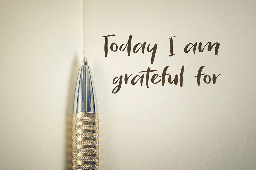 Close Up Of Gratitude Word With Pen On Notebook